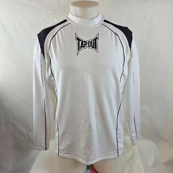 Tapout T Shirt Men XL White Black Athletic Rash Guard Style Compression MMA 1467 - Picture 1 of 10